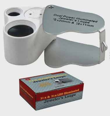 Jewellers Loupe 2LED 10x20 Dual Powered